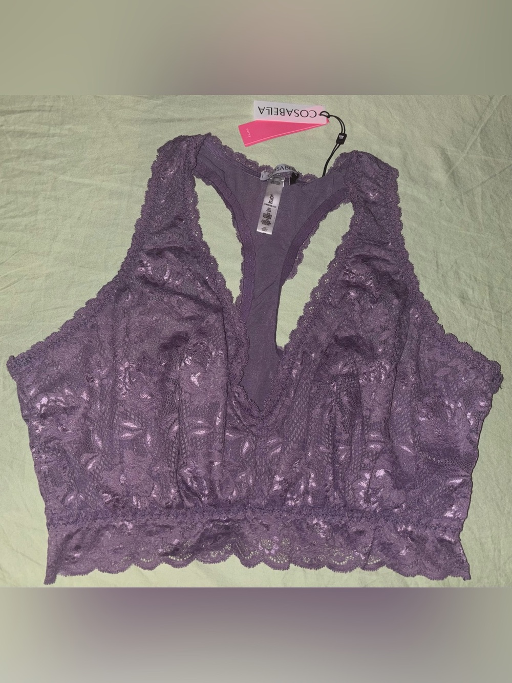 Cosabella Never Say Never Curvy Racie Racerback Bralette Himalayan Sky Sz XL NWT